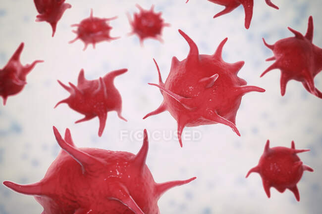 Активированные тромбоциты, компьютерная иллюстрация — стоковое фото