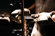Artisan welding in workshop — Stock Photo