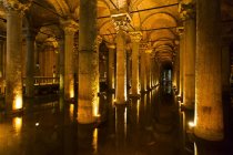 View of grand hall of Basilica Cistern — Stock Photo