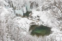 Paisaje congelado en los lagos de Plitvice - foto de stock