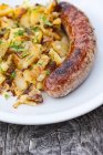 Baked Sausage with potatoes — Stock Photo
