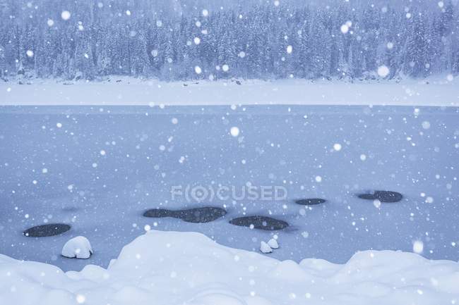 Lake Fusine in winter time — Stock Photo