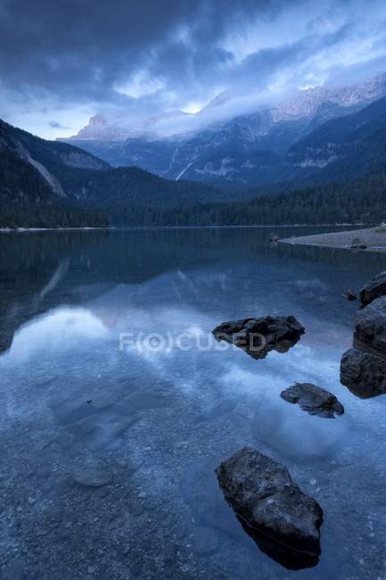 Tovel lake and the Brenta dolomites — Stock Photo