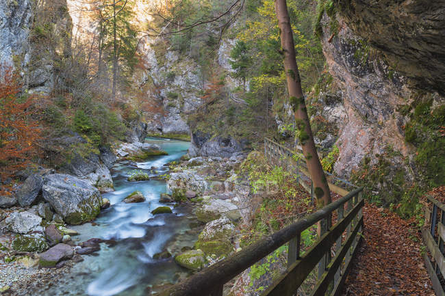 Water trail at Orrido of Slizza — Stock Photo