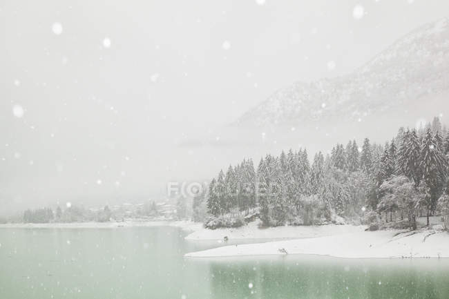 Winter landscape of Barcis — Stock Photo
