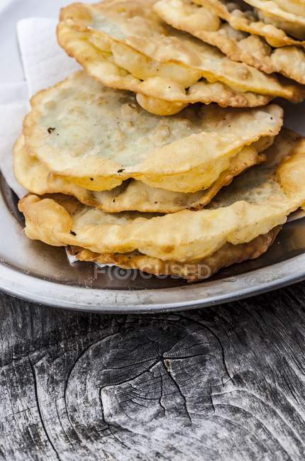 Stack of fresh pancakes on plate — Stock Photo