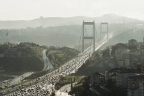Bosphorus bridge and heavy traffic — Stock Photo