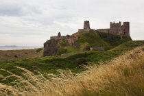 Замок на вершине травянистой горы — стоковое фото