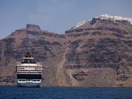 Santorini; Cruise Ship On Water — Stock Photo
