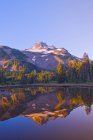 Mt. Jefferson reflexionó en el lago en Jefferson Park - foto de stock