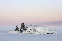 Roccia nel ghiaccio sul lago — Foto stock