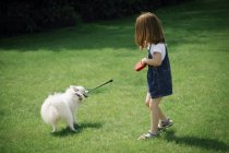 Bambina con cane — Foto stock