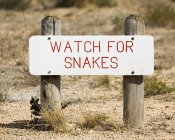 Watch For Snakes Sign — Stock Photo