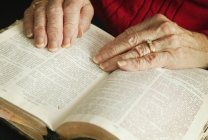 Senior liest Bibel — Stockfoto