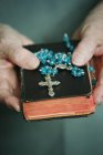 Rosary Beads and Bible — Stock Photo