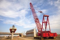 Bridge Construction Using A Crane — Stock Photo