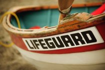 Lifeguard Boat on beach — Stock Photo