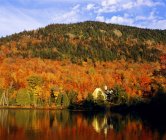 Haus und Herbsthang — Stockfoto
