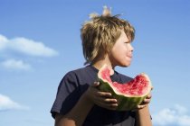 Boy Eating Watermelon — Stock Photo