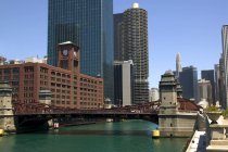 Chicago River inside town — Stock Photo