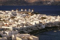 Vue d'ensemble De Mykonos entouré par l'eau — Photo de stock