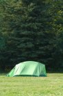 Green Tent in forest — Stock Photo
