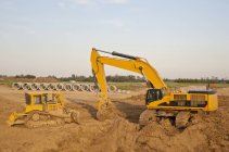 Backhoe Digging For Installation — Stock Photo