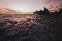 Скалистый берег на закате — стоковое фото