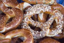 Closeup view of tasty baked pretzels — Stock Photo