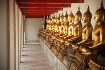 Sitzende goldene Buddha-Statuen, Bangkok — Stockfoto