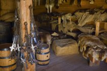 Attrezzature e pellicce per trappole, Fort Edmonton, Alberta, Canada — Foto stock