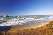 Formações rochosas na maré baixa na praia de bandon — Fotografia de Stock