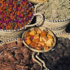 Variety of spices in baskets — Stock Photo