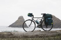 Vélo de randonnée avec sacs complets — Photo de stock