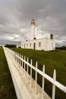 White Fence Beside Barns Ness Lighthouse — Stock Photo