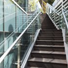 Steps with glass railings — Stock Photo