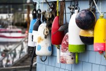 Colourful series of buoys — Stock Photo