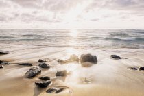 Feuchter Sand und Felsen — Stockfoto