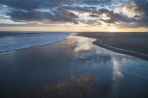 Playa de arena con aguas tranquilas - foto de stock