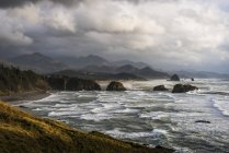 Nubes cuelgan bajo sobre la costa de Oregon - foto de stock