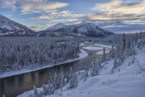 Winter late over Takini River — Stock Photo