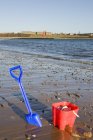 Bucket And Shovel On Beach — Stock Photo