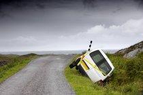 Car In The Ditch near road — Stock Photo