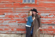 Cowboy Kissing Woman — Stock Photo