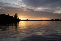 Lago de Bosques durante o pôr do sol — Fotografia de Stock