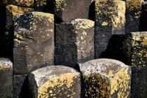 Gros plan des colonnes de basalte dans la Chaussée des Géants ; Comté d'Antrim, Irlande — Photo de stock