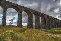 El viaducto de Ribblehead lleva la línea de ferrocarril Settle-Carlisle y fue inaugurado en 1875; Ribblehead, Yorkshire del Norte, Inglaterra - foto de stock