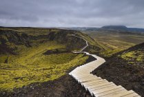 Steps going around the Grabrok crater; Iceland — Stock Photo