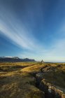 Chiesa sui campi di lava al tramonto, penisola di Snaefellsnes; Budir, Islanda — Foto stock