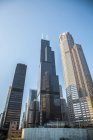Chicago buildings including Willis Tower; Chicago, Illinois, Estados Unidos da América — Fotografia de Stock